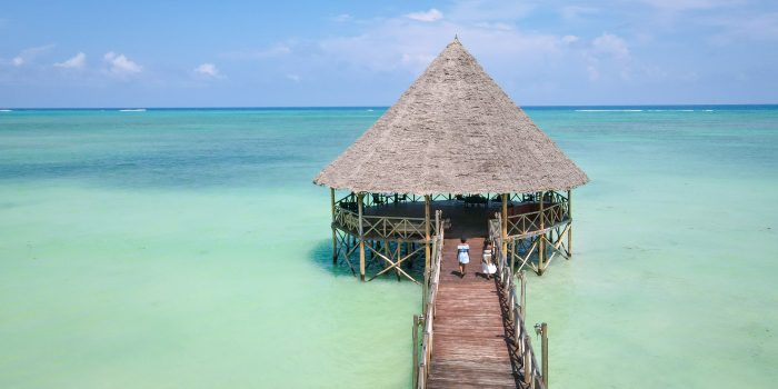jetty of beach hotels in zanzibar tanzania